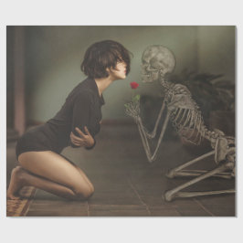 Vackra Young Woman och Skeleton Presentpapper