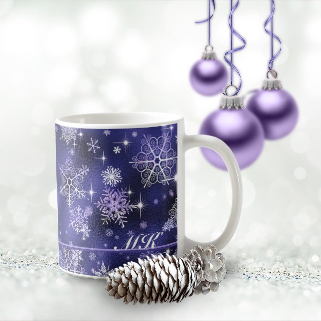 Vackraste snöflingor Mönster Violett ID846 Kaffemugg (Skapare uppladdad)