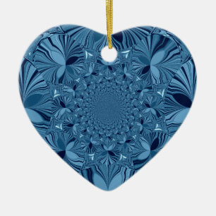 Vackrik, älskvärd, blå Kaleidoscope Art Julgransprydnad Keramik