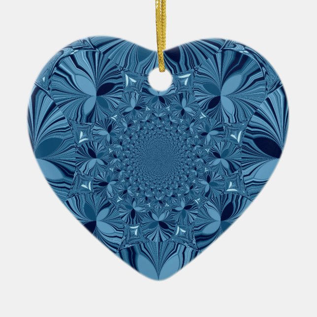 Vackrik, älskvärd, blå Kaleidoscope Art Julgransprydnad Keramik (Framsidan)