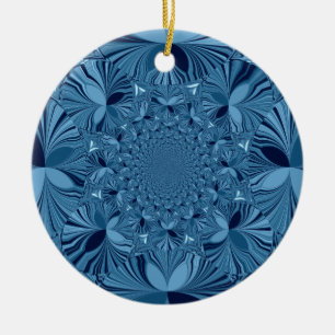 Vackrik, älskvärd, blå Kaleidoscope Art Julgransprydnad Keramik