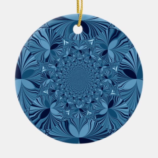Vackrik, älskvärd, blå Kaleidoscope Art Julgransprydnad Keramik (Framsidan)