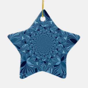 Vackrik, älskvärd, blå Kaleidoscope Art Julgransprydnad Keramik