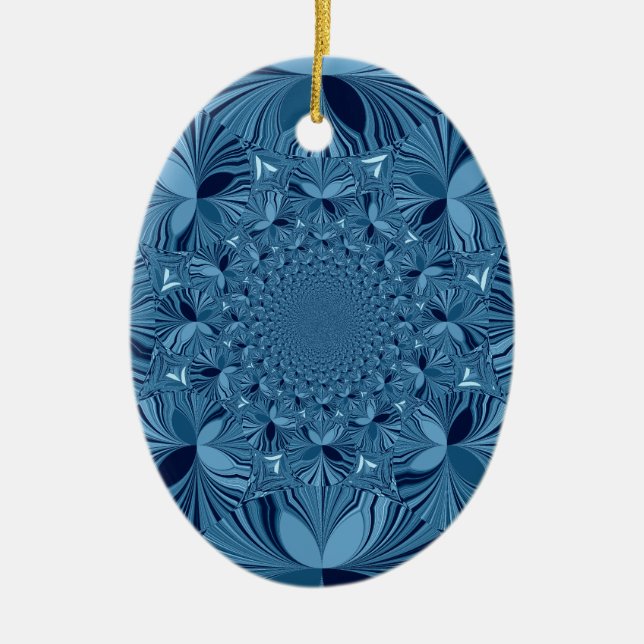 Vackrik, älskvärd, blå Kaleidoscope Art Julgransprydnad Keramik (Framsidan)