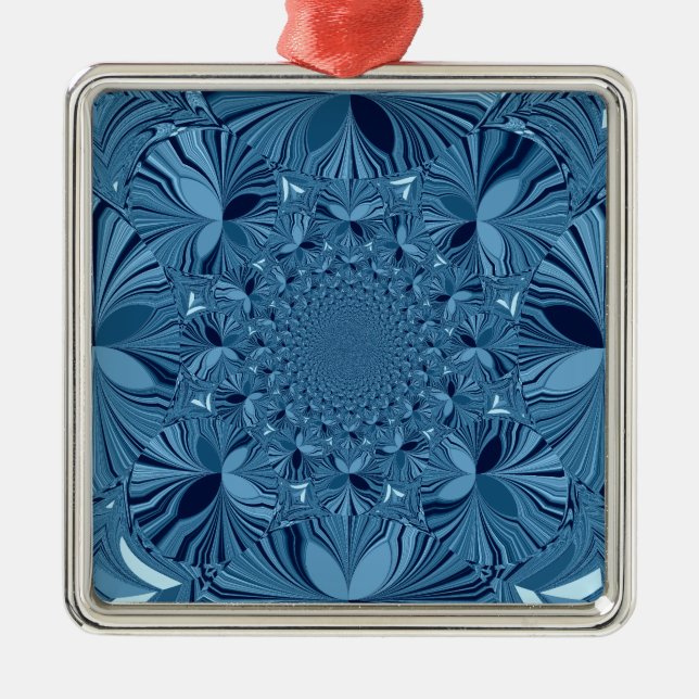 Vackrik, älskvärd, blå Kaleidoscope Art Julgransprydnad Metall (Framsidan)