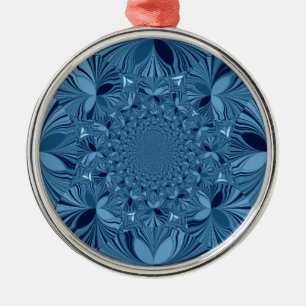 Vackrik, älskvärd, blå Kaleidoscope Art Julgransprydnad Metall