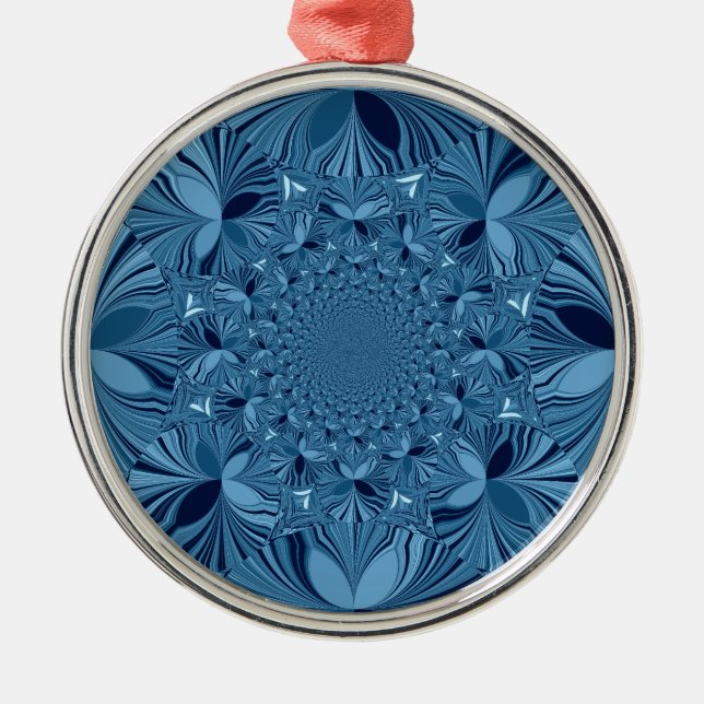 Vackrik, älskvärd, blå Kaleidoscope Art Julgransprydnad Metall (Framsidan)