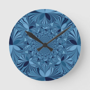 Vackrik, älskvärd, blå Kaleidoscope Art Rund Klocka