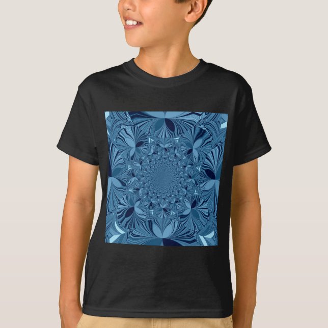 Vackrik, älskvärd, blå Kaleidoscope Art Tee Shirt (Framsida)