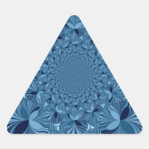 Vackrik, älskvärd, blå Kaleidoscope Art Triangelformat Klistermärke