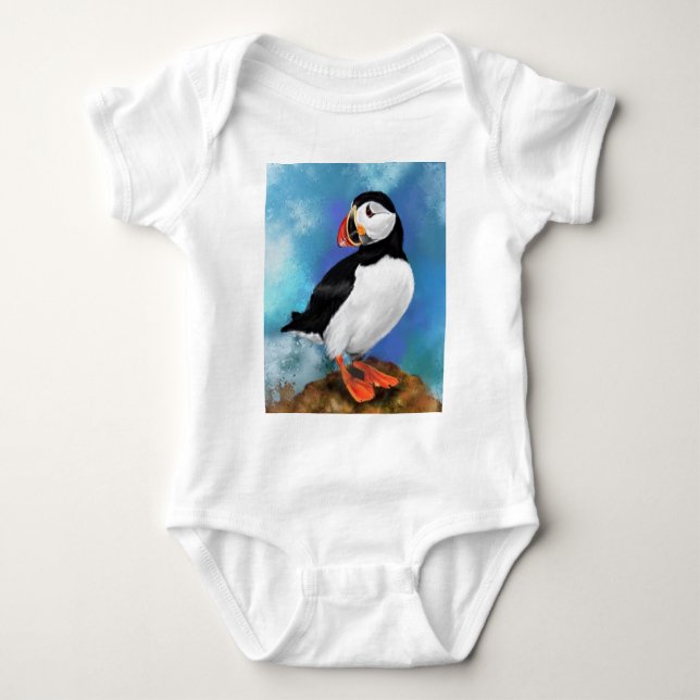 Vackrik Atlantic Puffin Bird Baby Bodykosten T Shirt (Framsida)