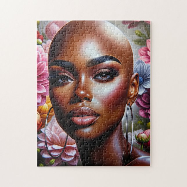 Vackrik Bald African American Woman Puzzle Pussel (Vertikal)