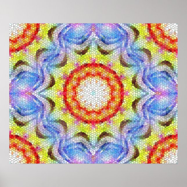 Vackrik Bright Mosaic Tile Sun Flower Poster (Framsidan)