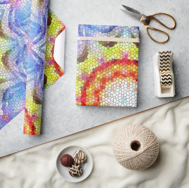 Vackrik Bright Mosaic Tile Sun Flower Presentpapper (Hantverk)