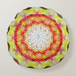 Vackrik Bright Mosaic Tile Sun Flower Rund Kudde