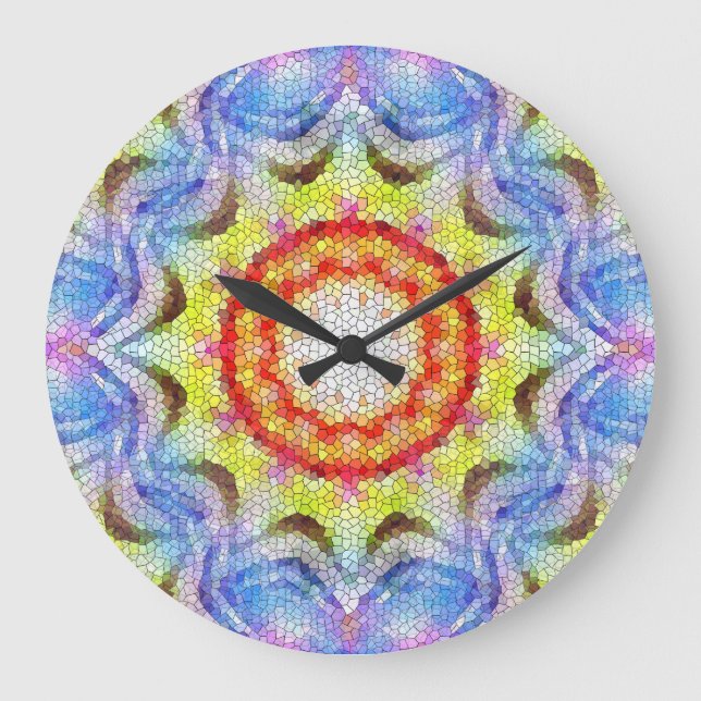 Vackrik Bright Mosaic Tile Sun Flower Stor Klocka (Framsida)