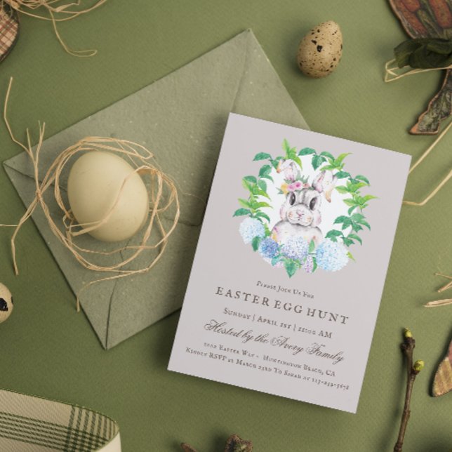 Vackrik Bunny Blommigt Påskägg Hunt Inbjudningar (Skapare uppladdad)