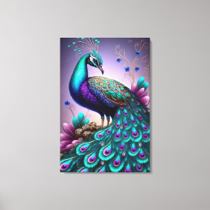 Vackrik Colorful Peacock Peafowl Bird Wildlife Canvastryck