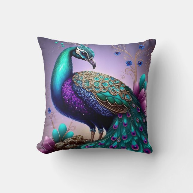 Vackrik Colorful Peacock Peafowl Bird Wildlife Kudde (Framsida)