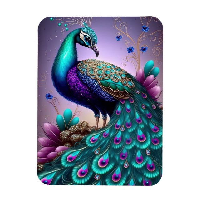 Vackrik Colorful Peacock Peafowl Bird Wildlife Magnet (Vertikal)