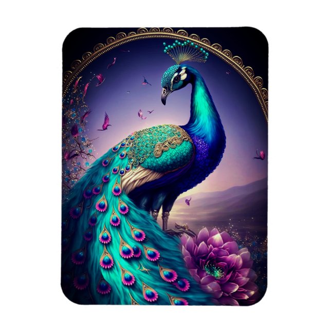 Vackrik Colorful Peacock Peafowl Bird Wildlife Magnet (Vertikal)