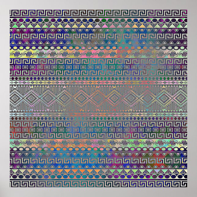 Vackrik coola färglös aztec geometric mönster poster (Framsidan)