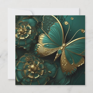 Vackrik djup Grönt och Guld Butterfly