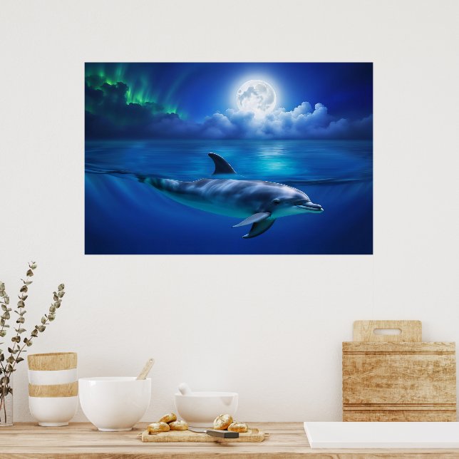 Vackrik Dolphin Ocean Sea Nautical Art Poster (Kök)