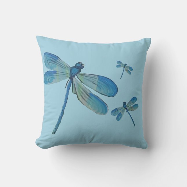 Vackrik Dragonfly Rosa Flower Original Art Kudde (Framsida)