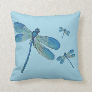 Vackrik Dragonfly Rosa Flower Original Art Kudde