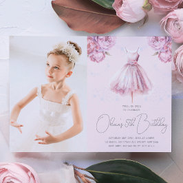 Vackrik Dusty Rosa Ballerina Birthday med Photo Inbjudningar