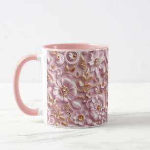Vackrik Dusty Rosa Blommigt Mugg