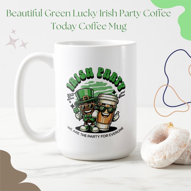 Vackrik Grönt Lucky Irish Party Coffee Today Kaffemugg (Skapare uppladdad)
