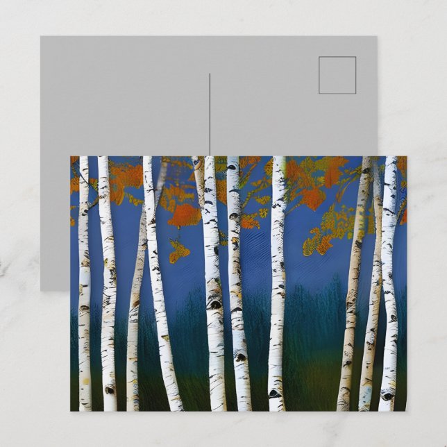 Vackrik höst Birch Vykort (Fram/baksida)