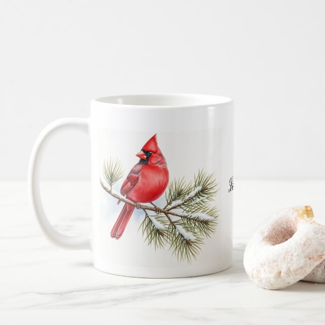 Vackrik kardinalfågel på Gren Personlig Kaffemugg (Med munk)