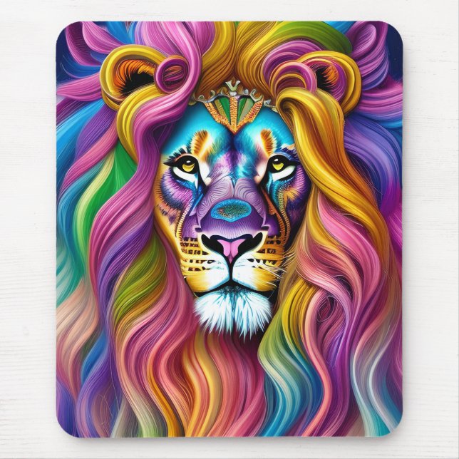 Vackrik Lejon med färgstark bakgrund Musmatta (Framsidan)