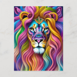 Vackrik Lejon med färgstark bakgrund Vykort