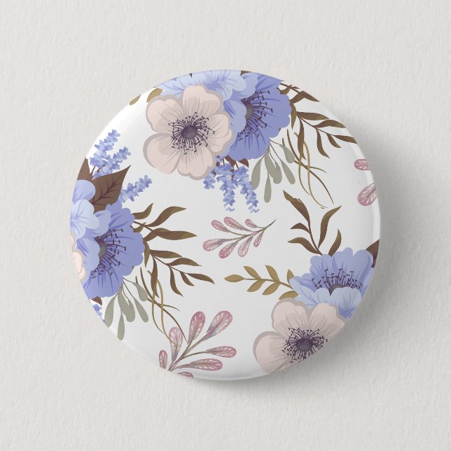 Vackrik Lila och Blå blomma Knapp (Framsida)