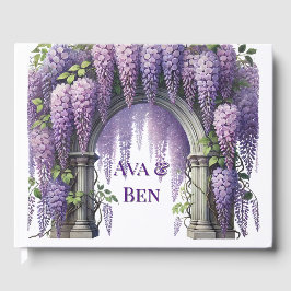 Vackrik Lila Wisteria Arch Bröllop Gästböcker