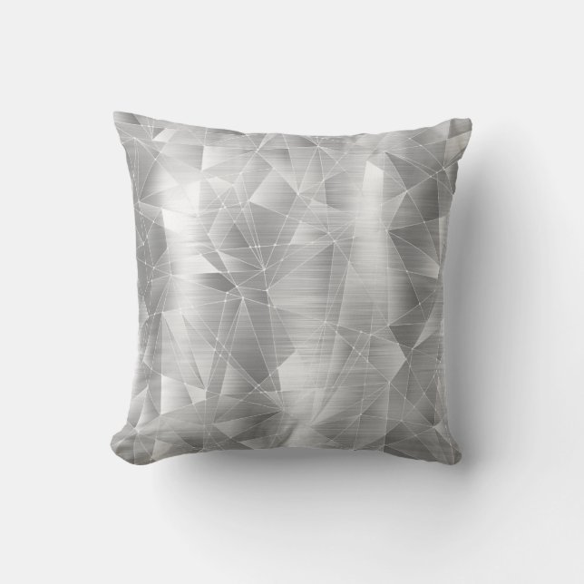 Vackrik Luxury Silver Geometrical Mönster Pillow Kudde (Framsida)