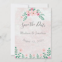 Vackrik Rosa Blommigt Watercolor Bröllop
