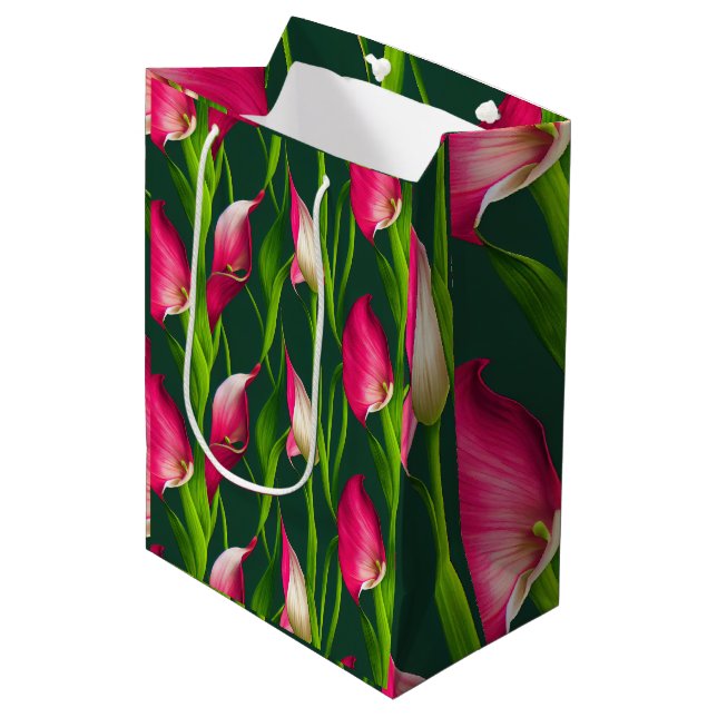 Vackrik Rosa & Grönt Calla Lilly Blommigts (Framsidan Vinklad)