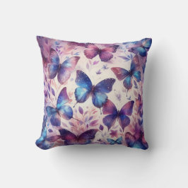 Vackrik Rosa Lila Watercolor Butterfly Kudde