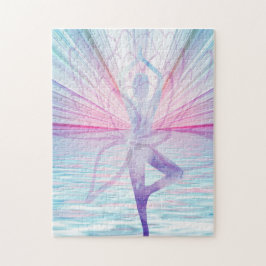 Vackrik Rosa och Blue Vrikshasana Yoga Puzzle Pussel