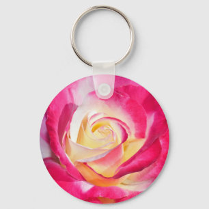 Vackrik rosa och gul ros nyckelring