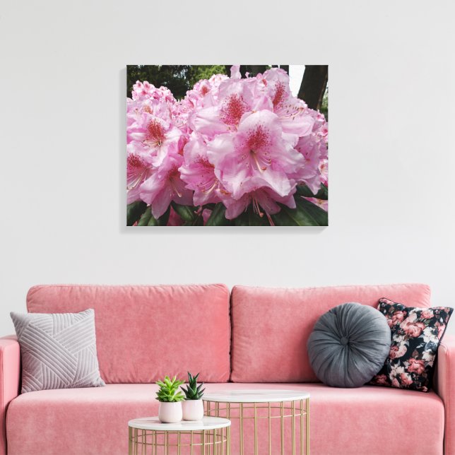 Vackrik Rosa Rhododendron Blooms Blommigt Canvastryck (Insitu (Vardagsrum))