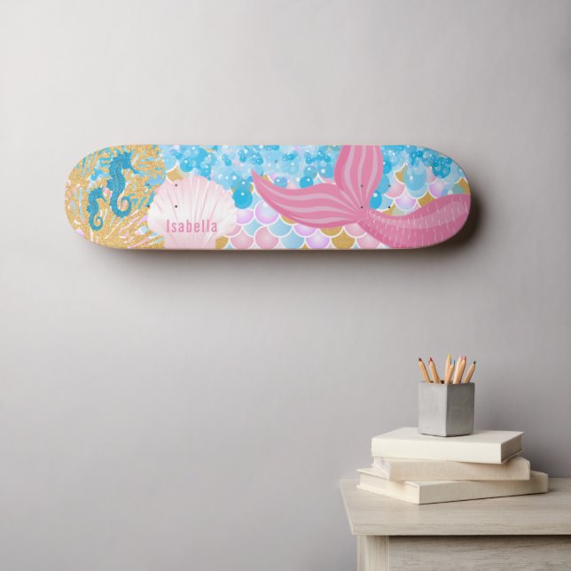 Vackrik Rosa Sjöjungfru Svan Mini Skateboard Bräda 18,5 Cm (Väggkonst (Horz))