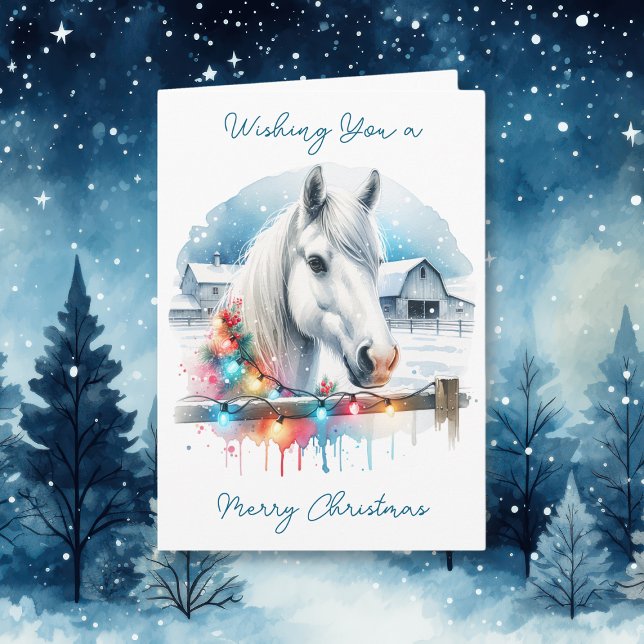 Vackrik White Horse på julhelgen Kort (Skapare uppladdad)