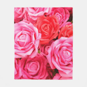 Vackrött och rosa ros fleecefilt