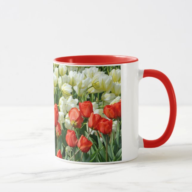Vackrött och vitt tulpankaffe mugg (Höger)